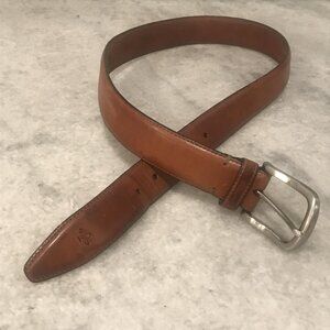Cole Haan Belt Mens 32 Brown Leather Silver Buckle Business Luxury Designer